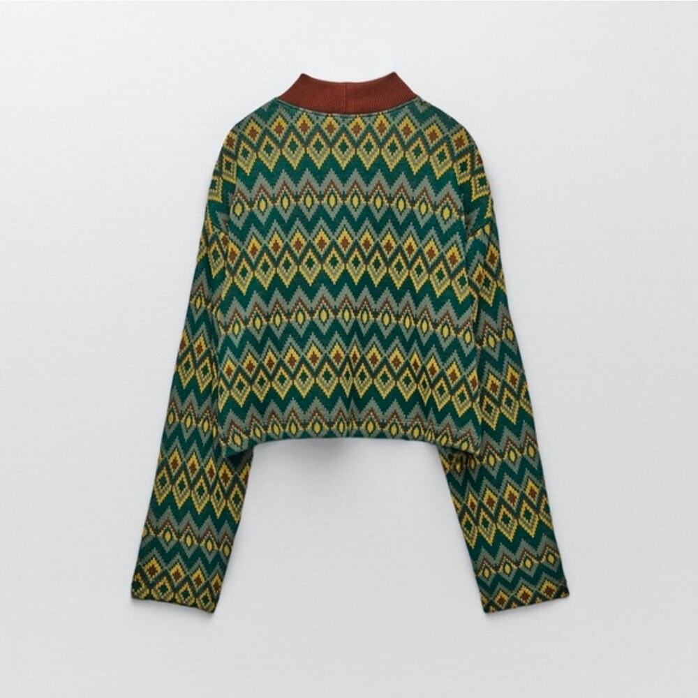 Zara jaquard sweater geometric zig zag S NwT